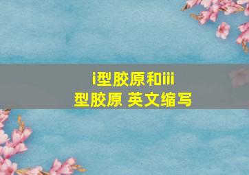 i型胶原和iii型胶原 英文缩写